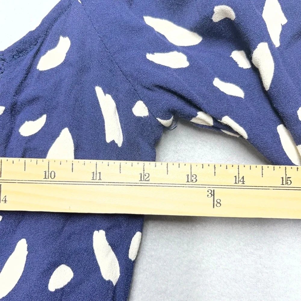 Reformation‎ Cammi Navy Cream Polka Dot Puff Sleeve Mini Dress Size 6